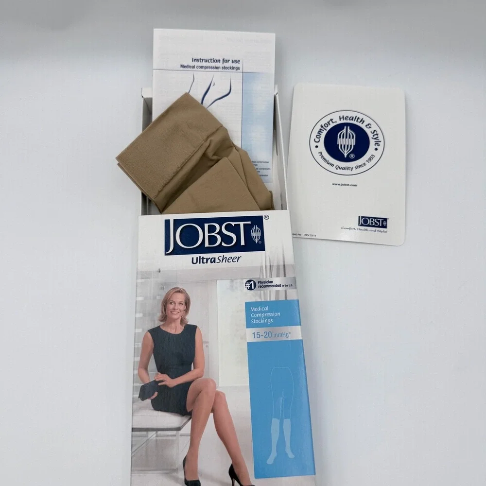JOBST UltraSheer 15-20 mmHg Medical Compression Knee High Stockings Beige New‎